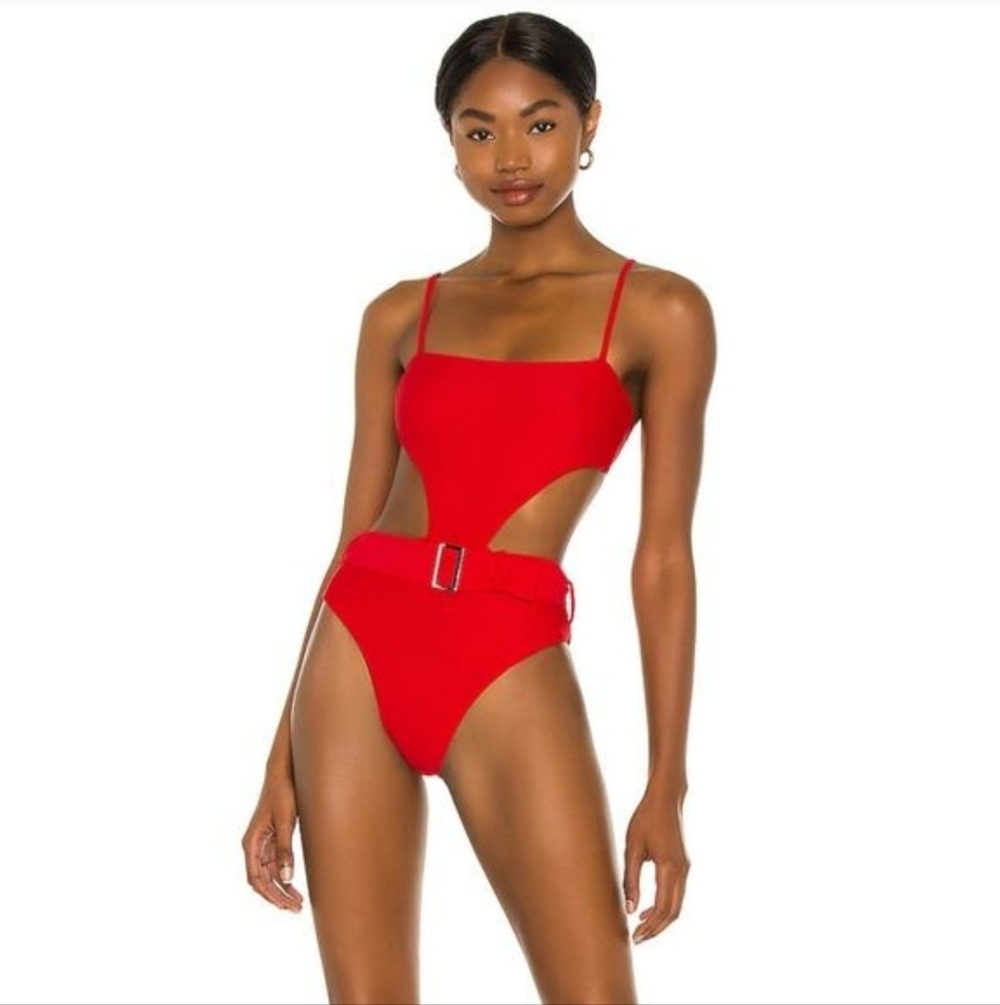 Camila Coelho Swimsuit Paulista One Piece Cutout Monokini Swimwear in Red